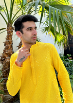 Load image into Gallery viewer, Nawab Mens Hakuba Sequence Chikankari Kurta & Pyjama Set