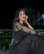 Load image into Gallery viewer, Zara Black Georgette Chikankari Long Kurti