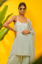 Load image into Gallery viewer, Fiza Designer Mukaish Chikankari Noodle Gharara Set