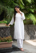 Load image into Gallery viewer, Palak Modal Dyed Premium Chikankari Kurti Set - The Lucknowi Chikan