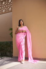 Load image into Gallery viewer, Nazm Viscose Mukaish Chikankari Saree