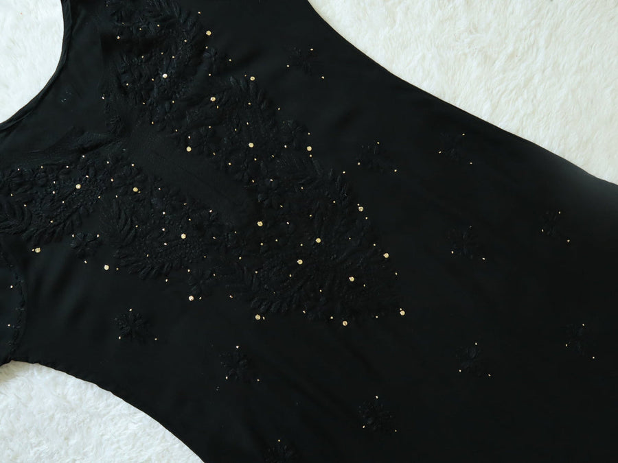 Ulfat Rayon Chikankari & Mukaish Straight Kurti