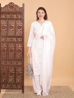 Load image into Gallery viewer, Mallika Muslin Dyed Kurti Set White