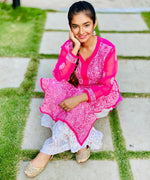 Load image into Gallery viewer, Zara Styled Georgette Chikankari Kurti With White Sharara