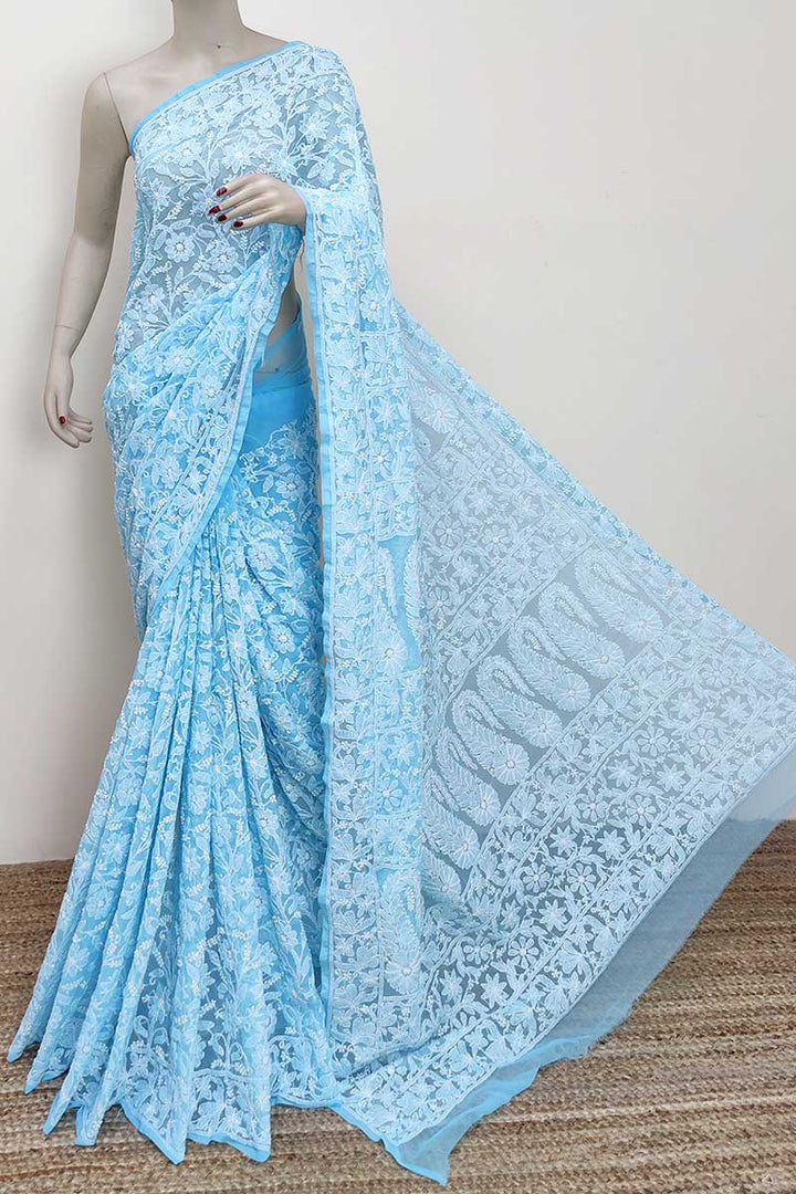 Gulzar Heavy Work Georgette Chikankari Saree