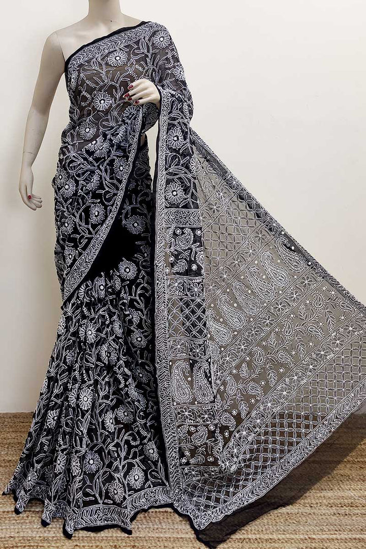 Gulzar Heavy Work Georgette Chikankari Saree