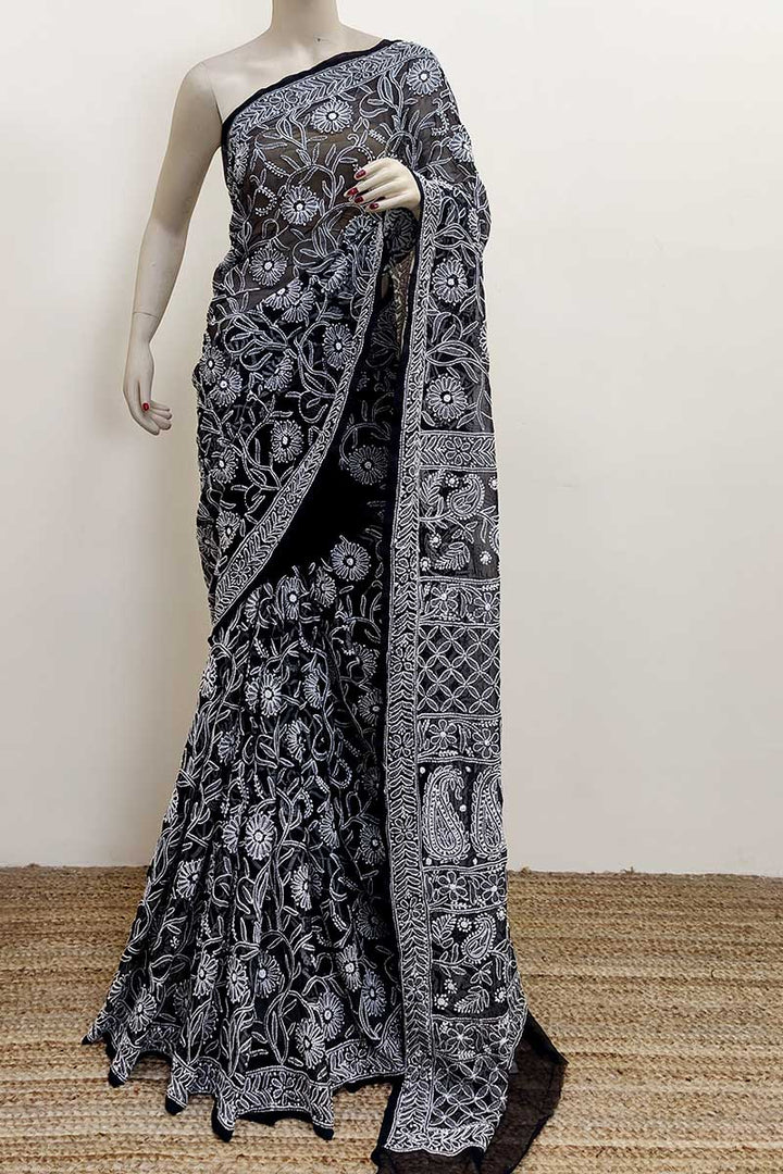 Gulzar Heavy Work Georgette Chikankari Saree