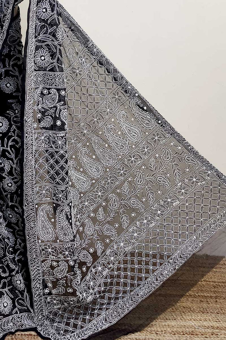 Gulzar Heavy Work Georgette Chikankari Saree