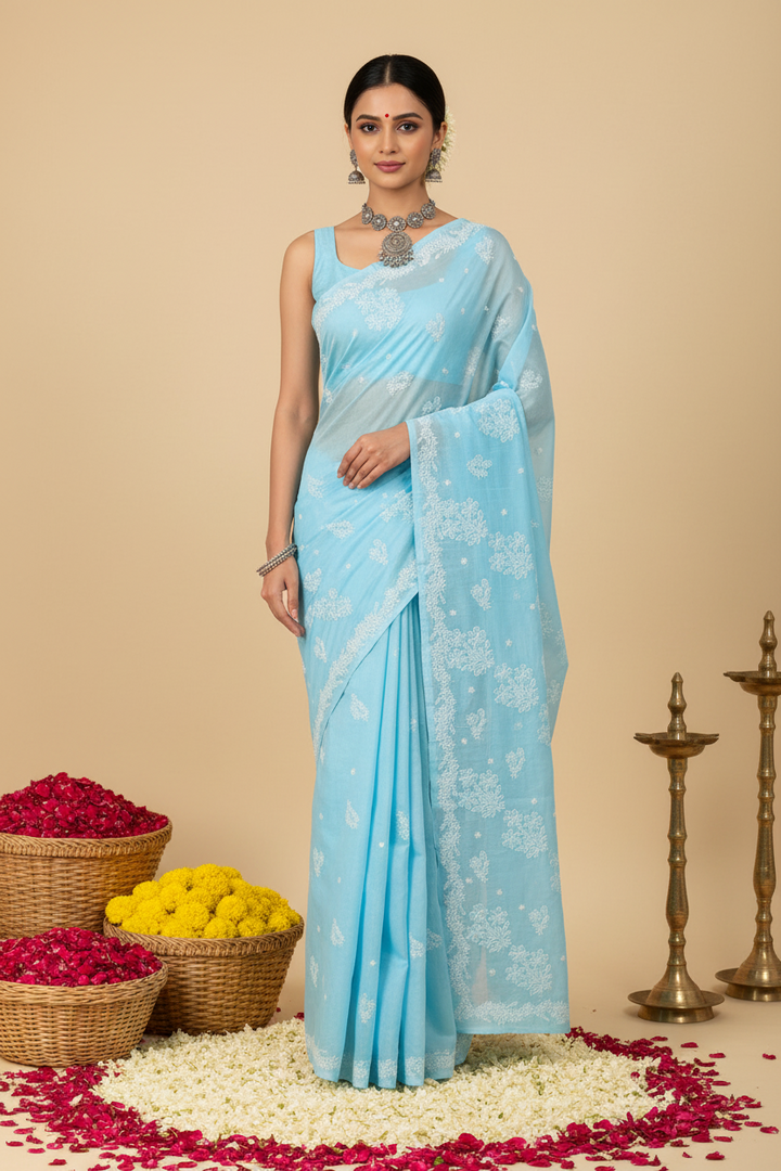 Mohini Cotton Chikankari Saree