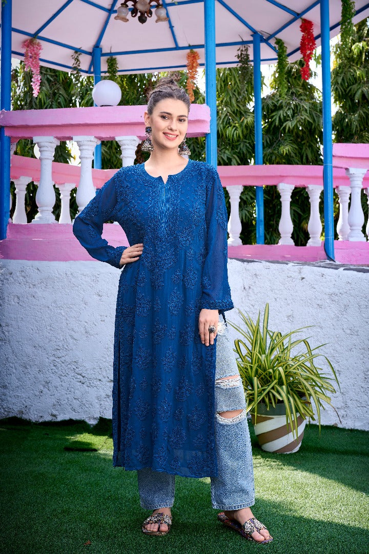 Vranda Pure Viscose 3D Chikankari Kurti