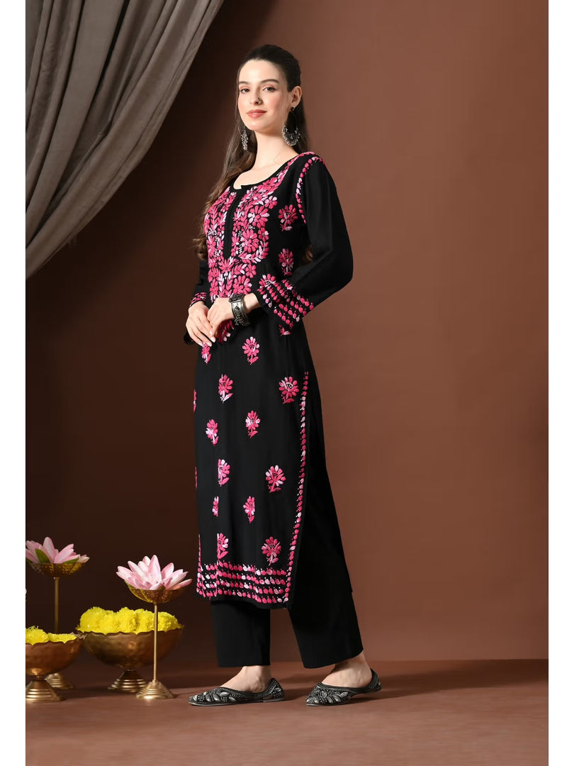 Mahira Rayon Duel Thread Chikankari Kurti