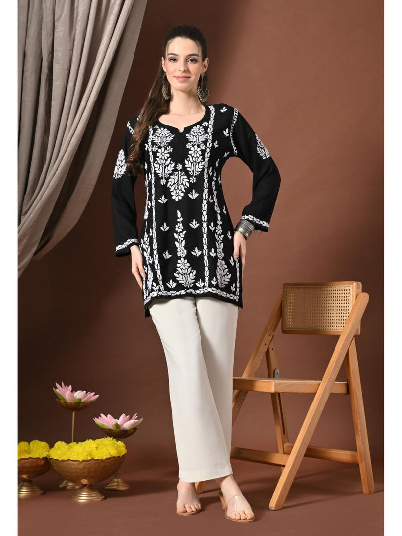 Ayesha Premium Chikankari Short Kurti - The Lucknowi Chikan 