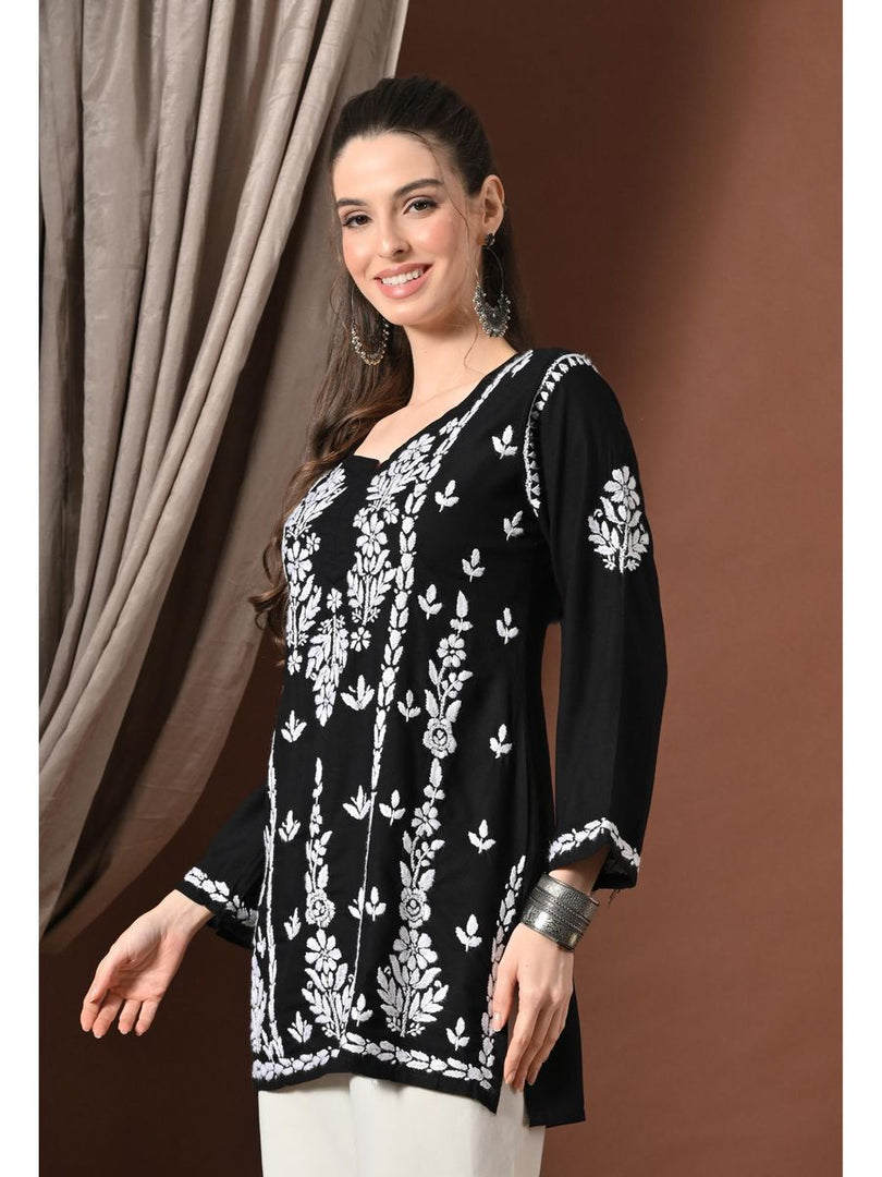 Ayesha Premium Chikankari Short Kurti - The Lucknowi Chikan 