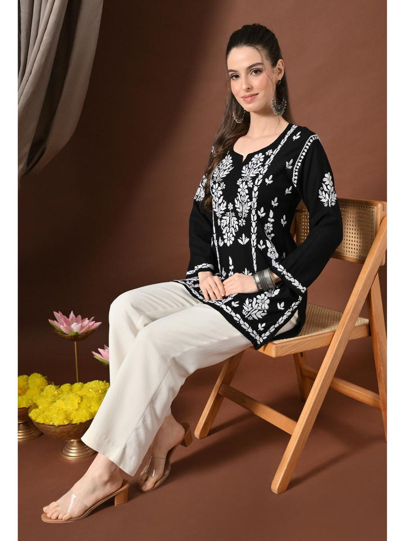 Ayesha Premium Chikankari Short Kurti - The Lucknowi Chikan 
