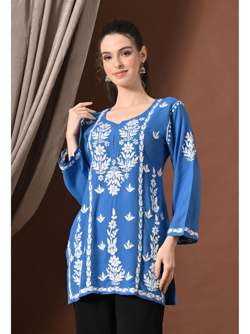 Ayesha Premium Chikankari Short Kurti - The Lucknowi Chikan 
