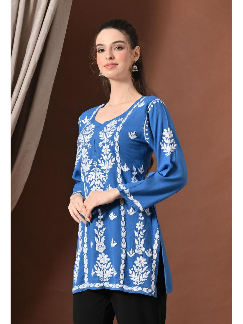 Ayesha Premium Chikankari Short Kurti - The Lucknowi Chikan 