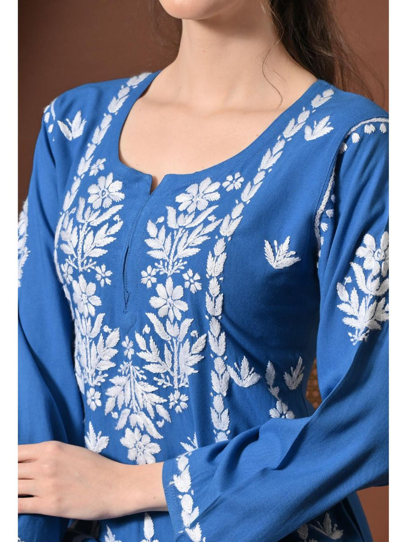 Ayesha Premium Chikankari Short Kurti - The Lucknowi Chikan 