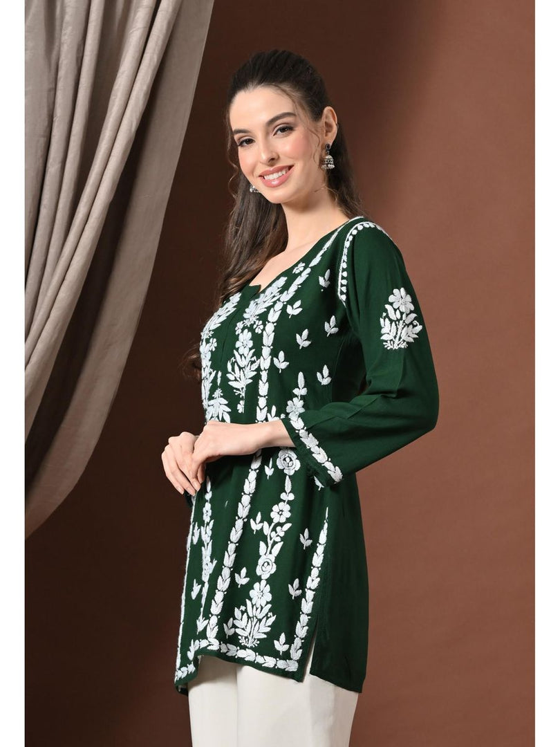 Ayesha Premium Chikankari Short Kurti - The Lucknowi Chikan 