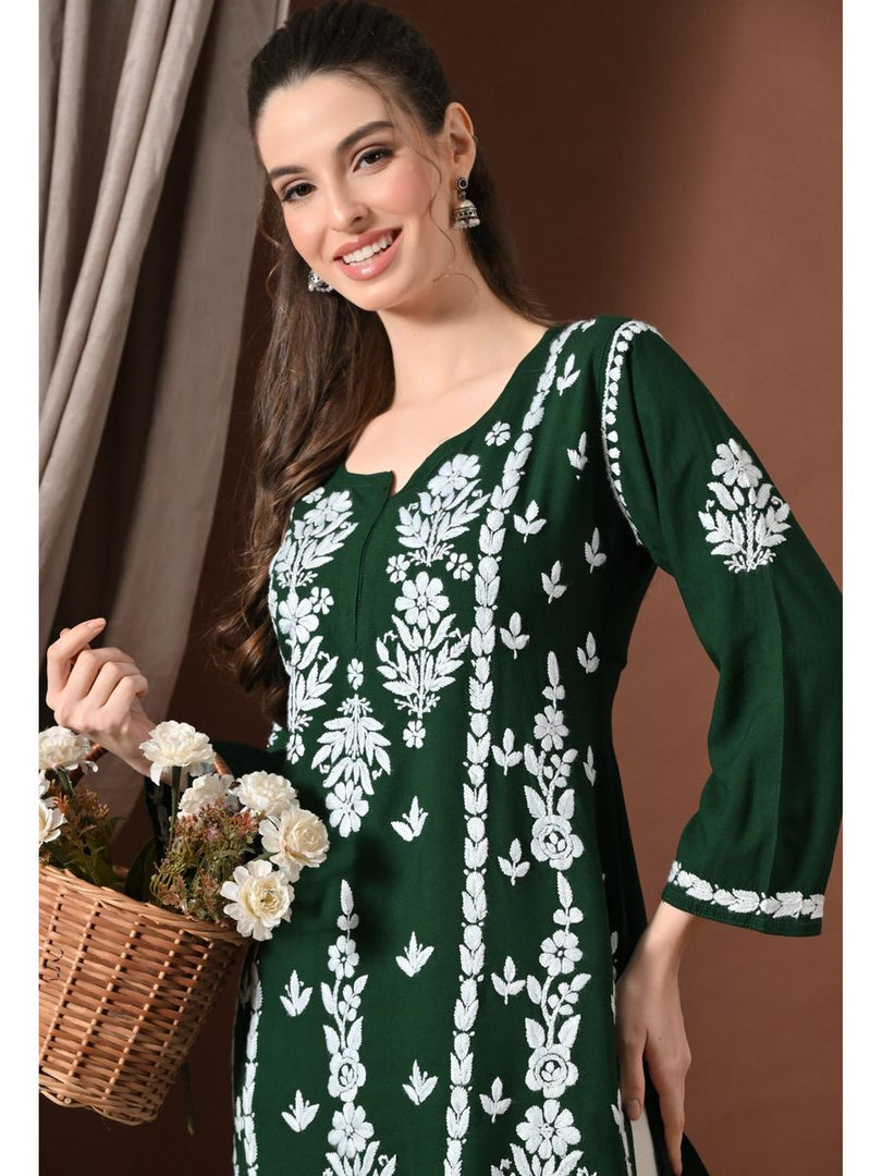 Ayesha Premium Chikankari Short Kurti - The Lucknowi Chikan 