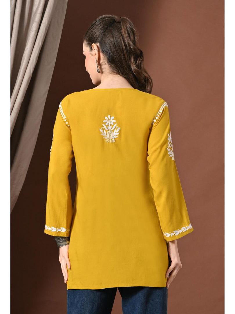 Ayesha Premium Chikankari Short Kurti - The Lucknowi Chikan 