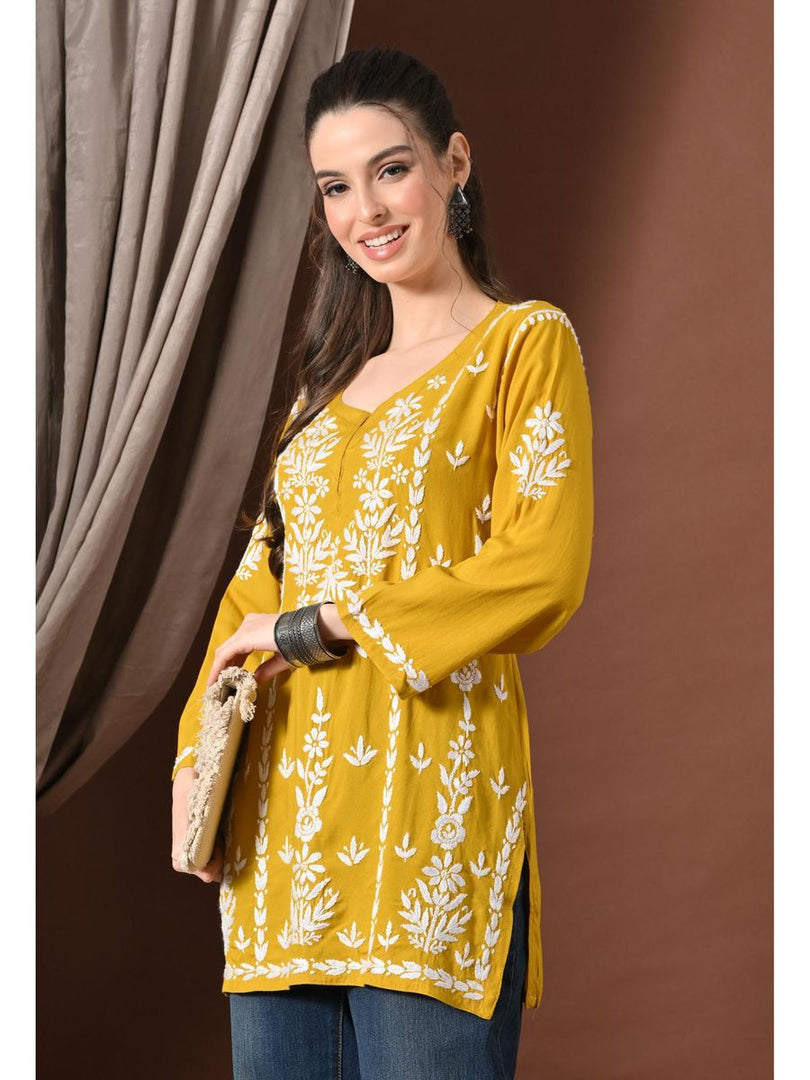 Ayesha Premium Chikankari Short Kurti - The Lucknowi Chikan 