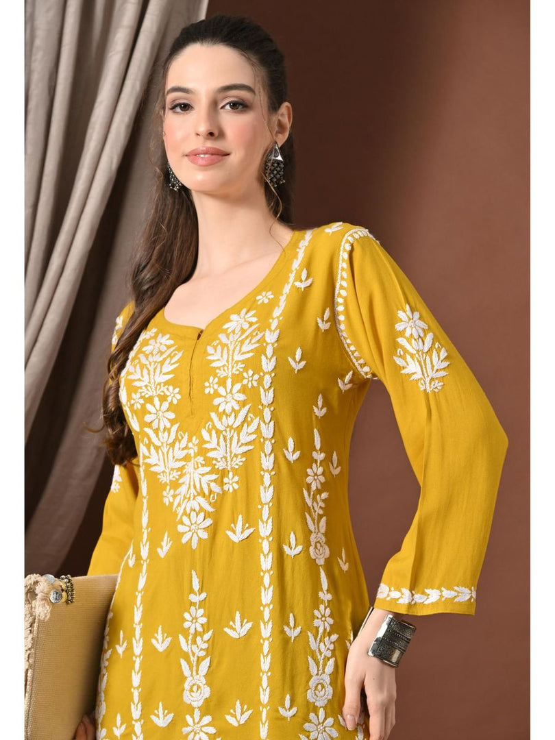 Ayesha Premium Chikankari Short Kurti - The Lucknowi Chikan 