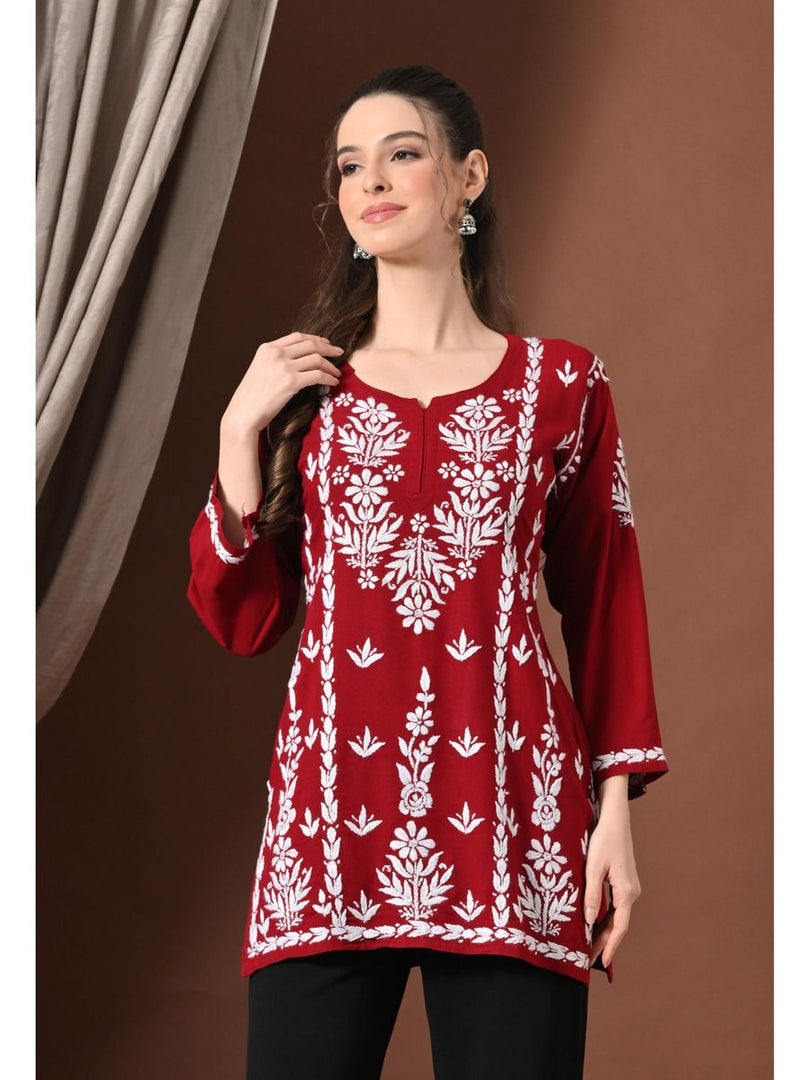 Ayesha Premium Chikankari Short Kurti - The Lucknowi Chikan 