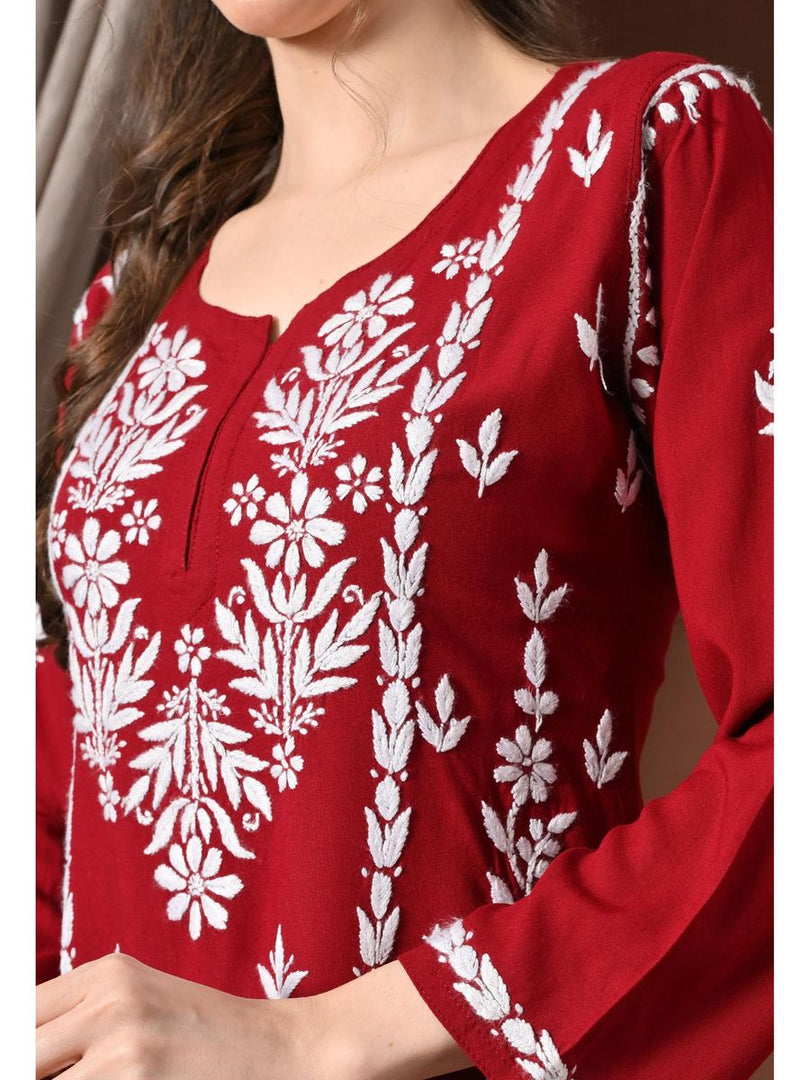 Ayesha Premium Chikankari Short Kurti - The Lucknowi Chikan 