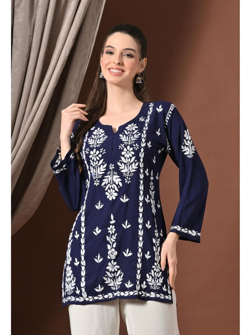 Ayesha Premium Chikankari Short Kurti - The Lucknowi Chikan 