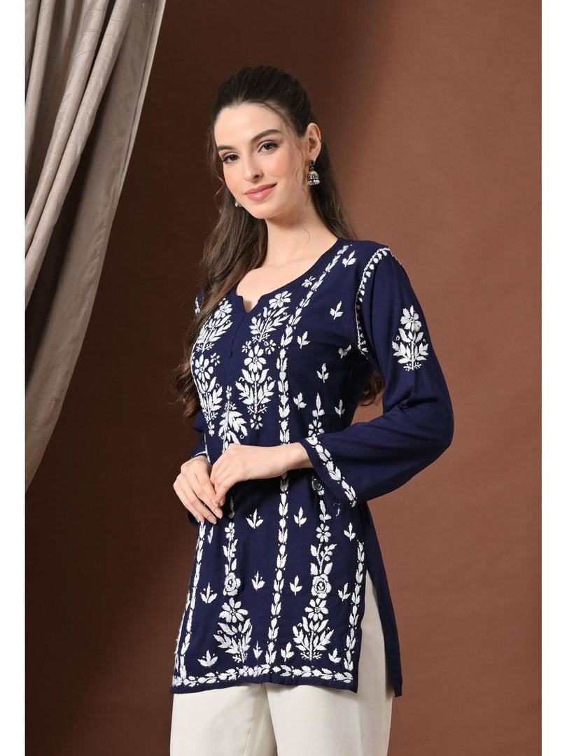 Ayesha Premium Chikankari Short Kurti - The Lucknowi Chikan 