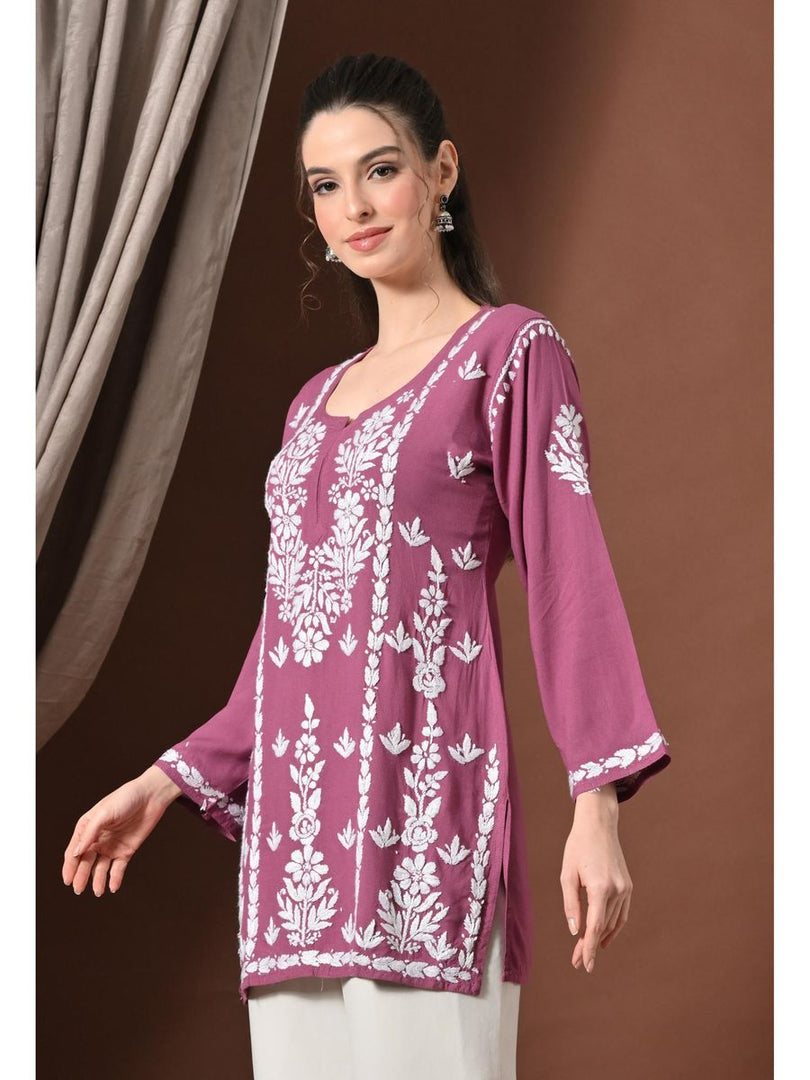 Ayesha Premium Chikankari Short Kurti - The Lucknowi Chikan 