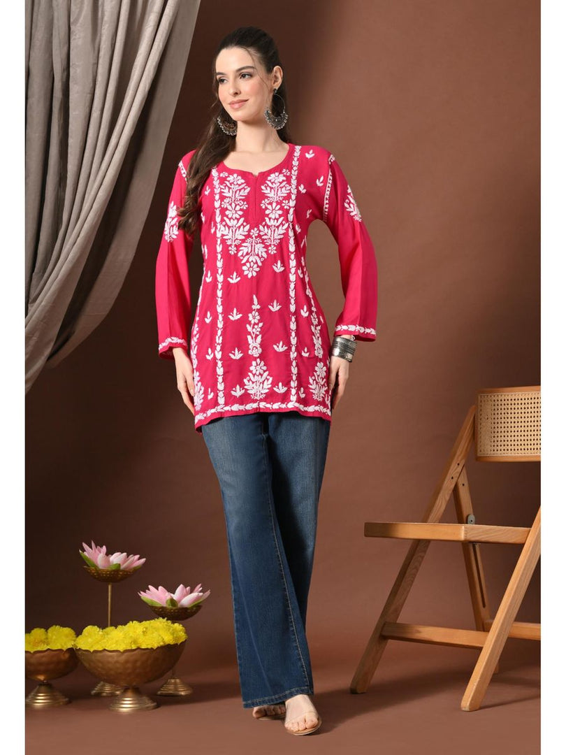 Ayesha Premium Chikankari Short Kurti - The Lucknowi Chikan 