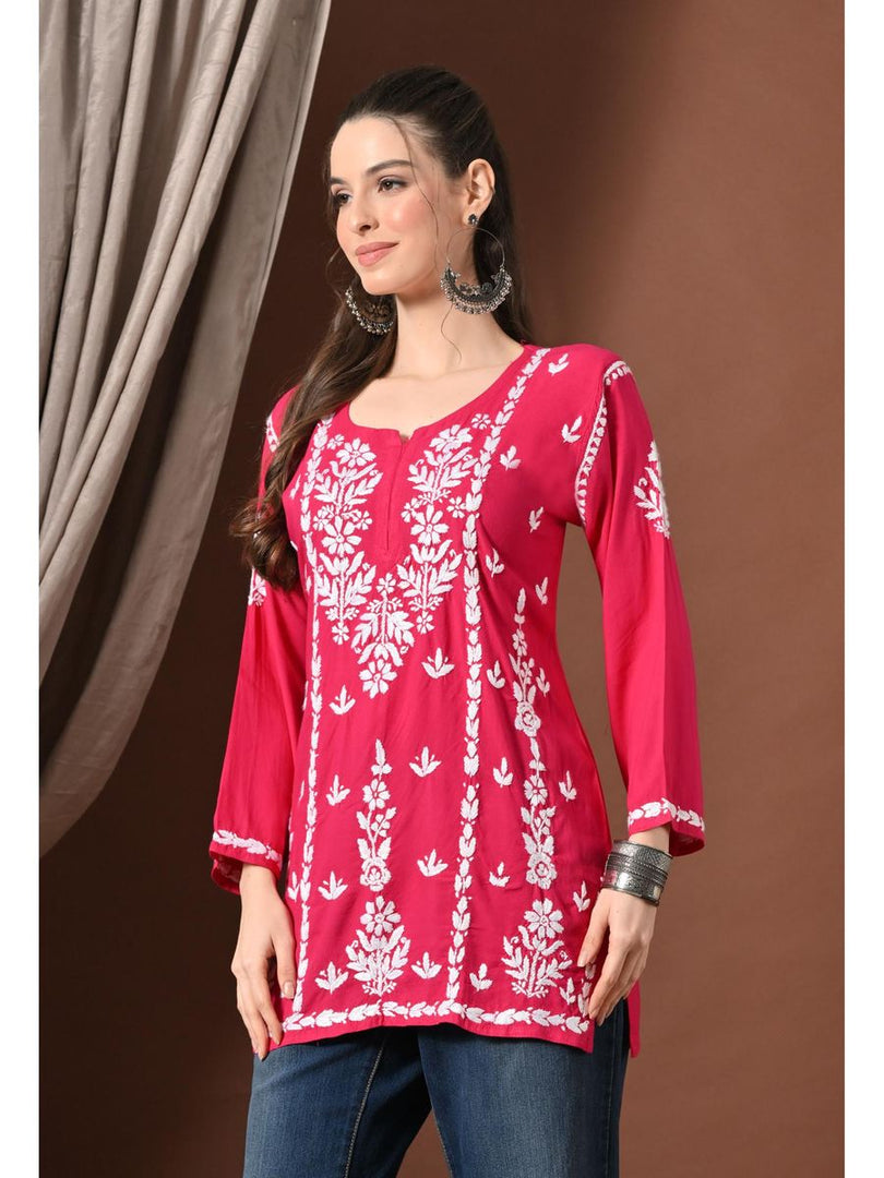 Ayesha Premium Chikankari Short Kurti - The Lucknowi Chikan 