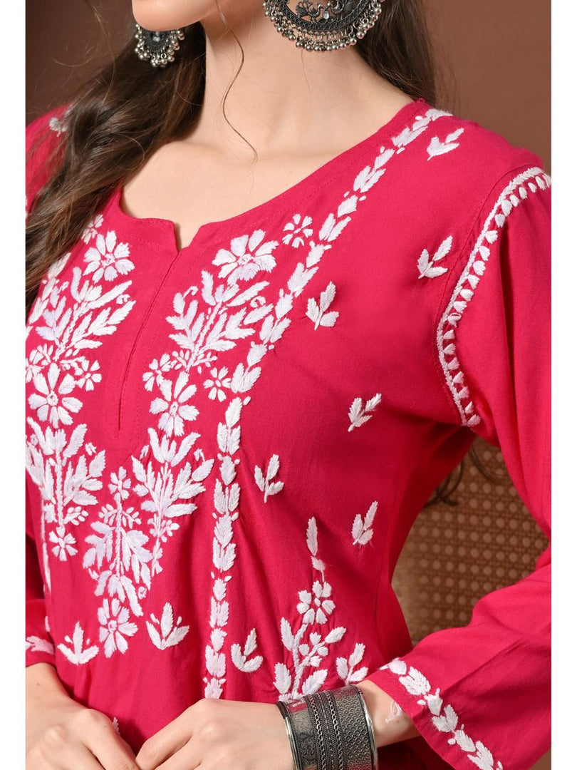 Ayesha Premium Chikankari Short Kurti - The Lucknowi Chikan 