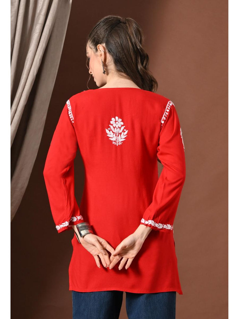 Ayesha Premium Chikankari Short Kurti - The Lucknowi Chikan 
