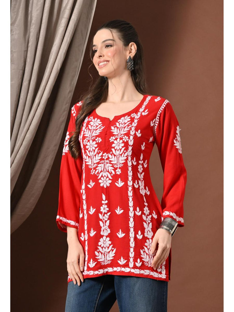 Ayesha Premium Chikankari Short Kurti - The Lucknowi Chikan 