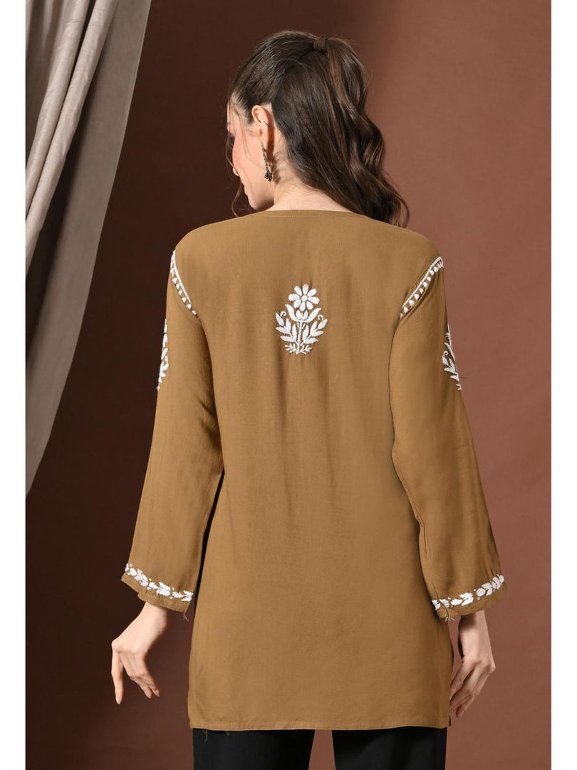 Ayesha Premium Chikankari Short Kurti - The Lucknowi Chikan 