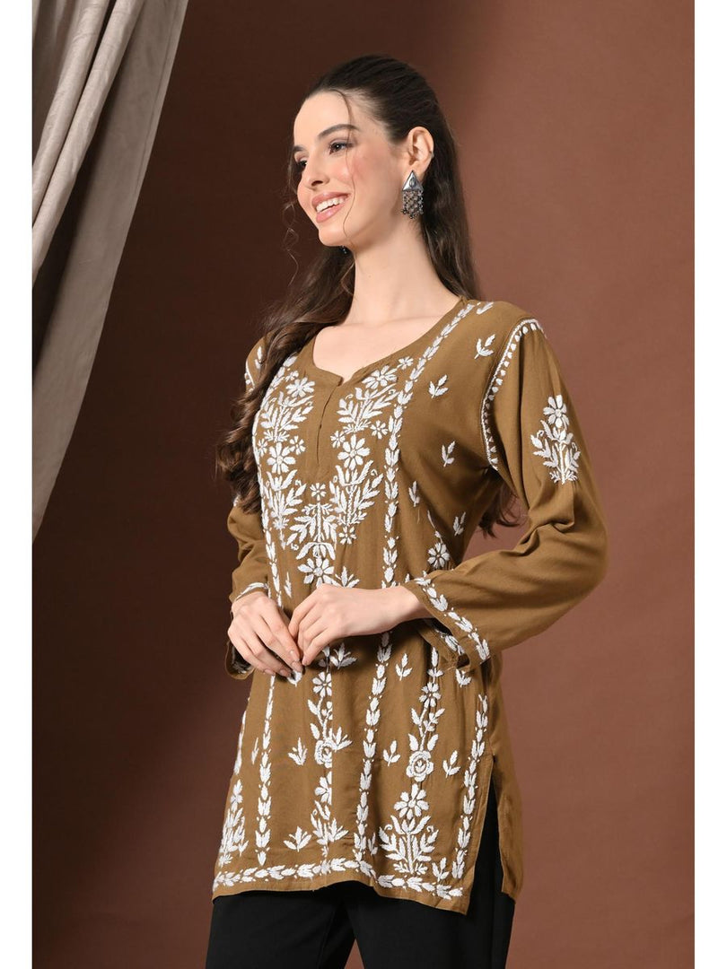 Ayesha Premium Chikankari Short Kurti - The Lucknowi Chikan 