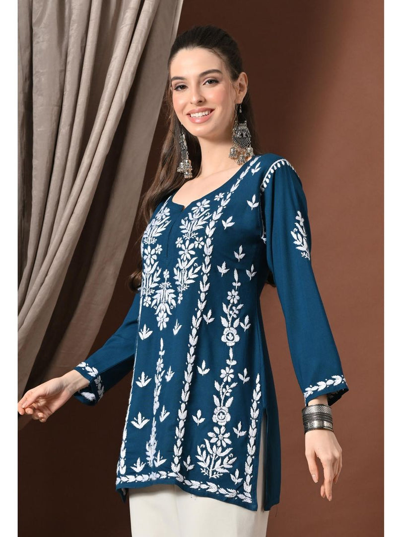 Ayesha Premium Chikankari Short Kurti - The Lucknowi Chikan 