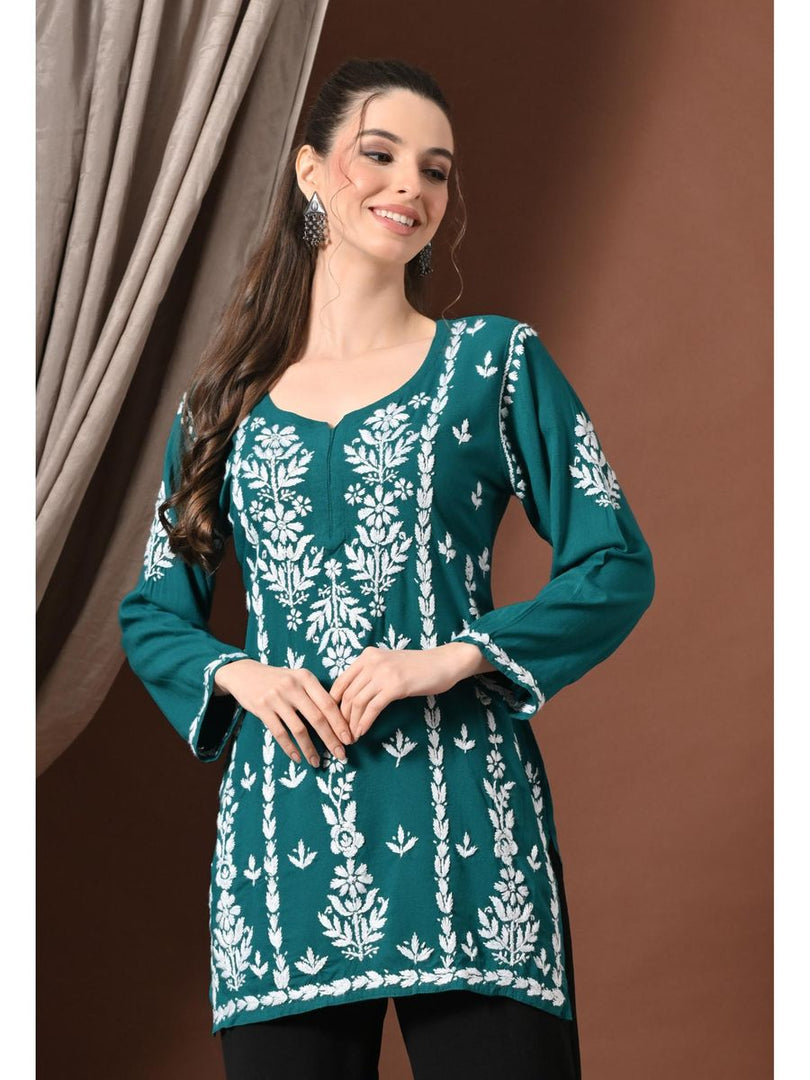 Ayesha Premium Chikankari Short Kurti - The Lucknowi Chikan 
