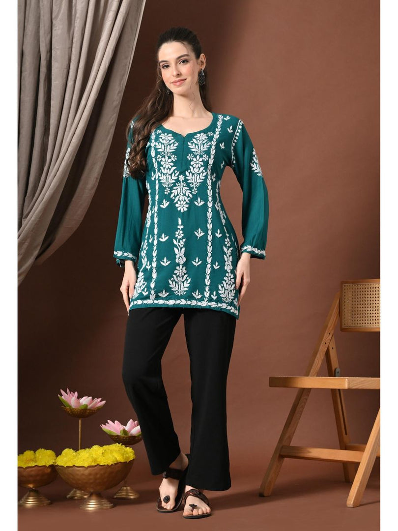 Ayesha Premium Chikankari Short Kurti - The Lucknowi Chikan 