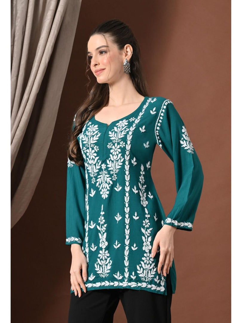 Ayesha Premium Chikankari Short Kurti - The Lucknowi Chikan 