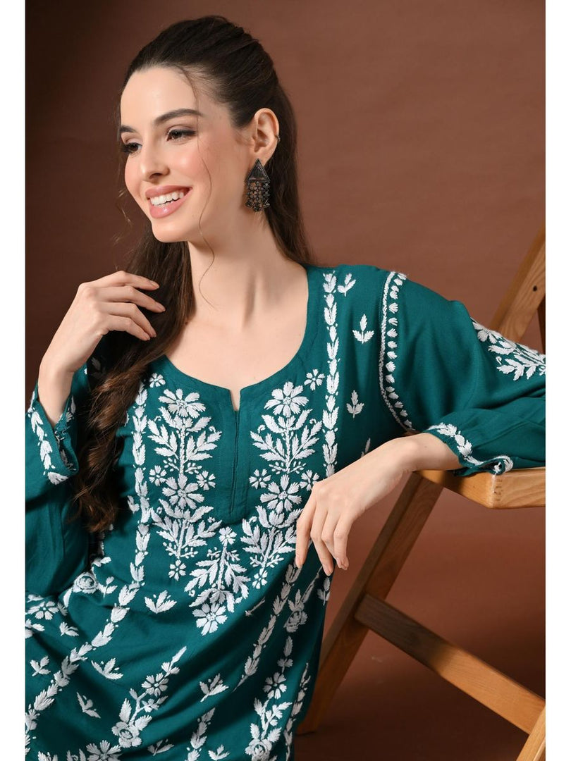 Ayesha Premium Chikankari Short Kurti - The Lucknowi Chikan 