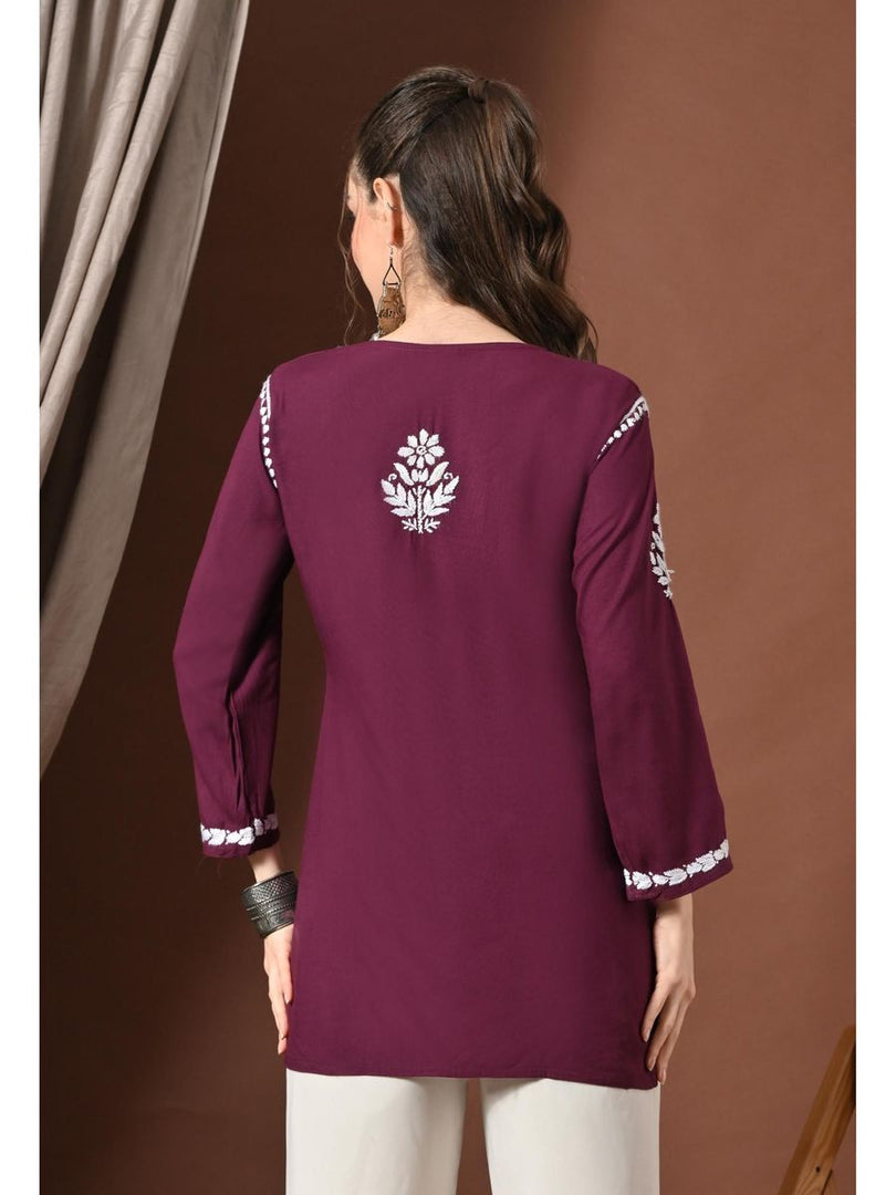 Ayesha Premium Chikankari Short Kurti - The Lucknowi Chikan 
