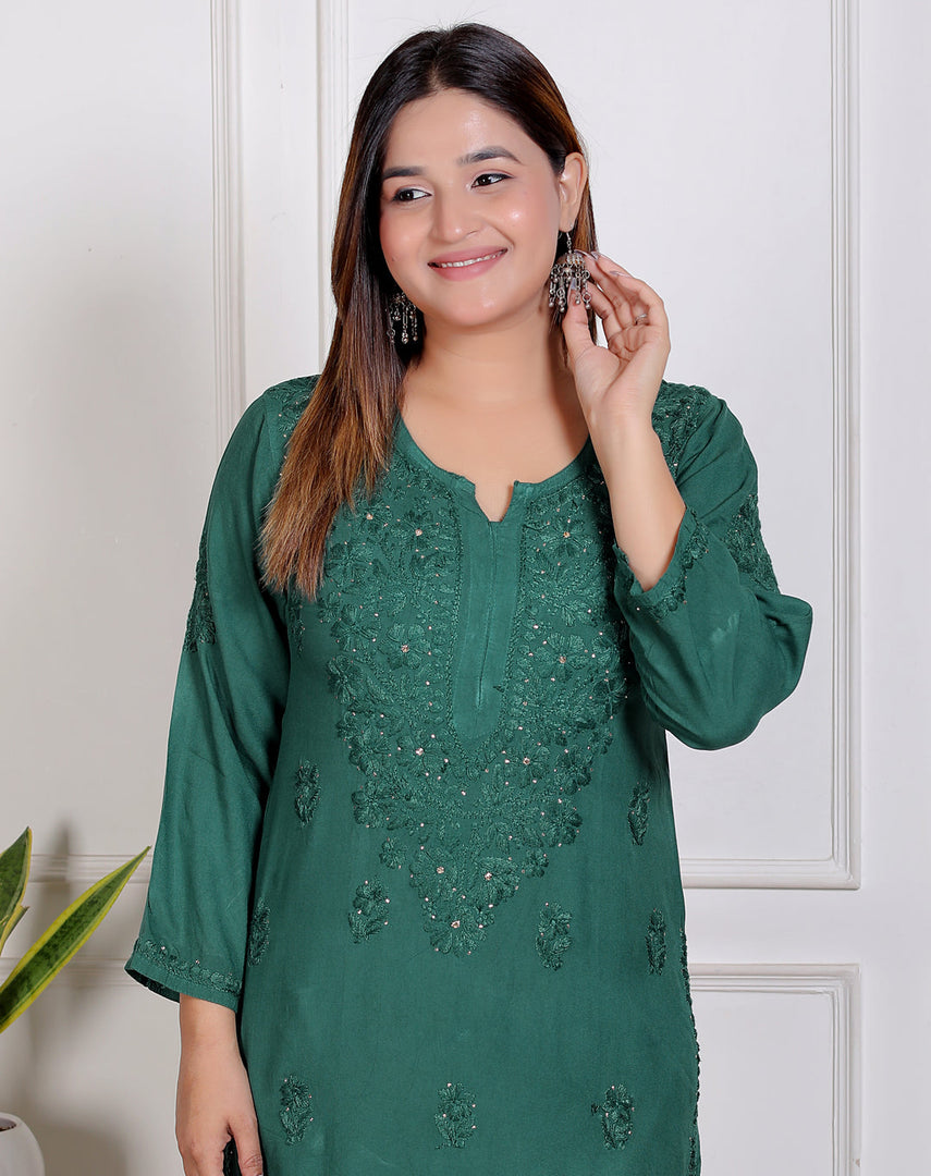 Nargis Rayon Mukaish Chikankari Kurta