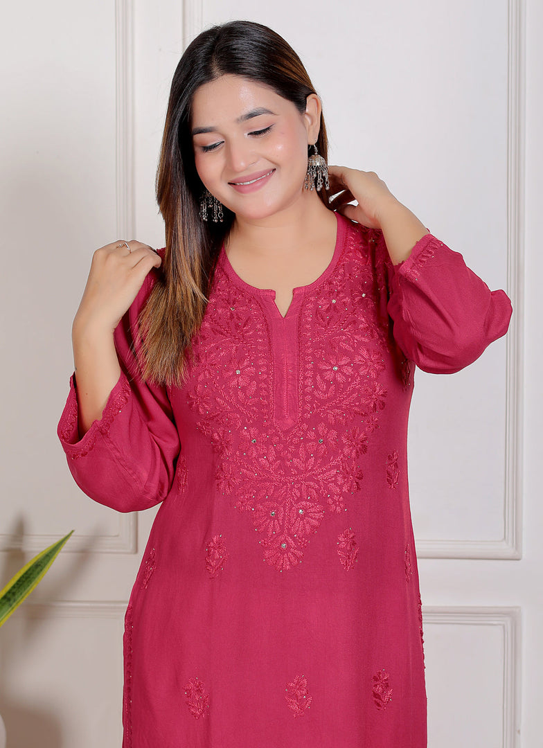Nargis Rayon Mukaish Chikankari Kurta