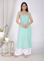 Load image into Gallery viewer, Viscose 3D Sleeveless Designer Kurti - The Lucknowi Chikan 