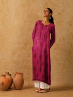 Load image into Gallery viewer, Adya Chanderi Chikankari Kurti