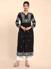 Malhar Rayon Long Chikankari Kurta