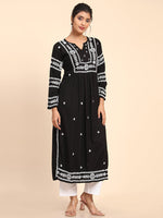 Load image into Gallery viewer, Malhar Rayon Long Chikankari Kurta
